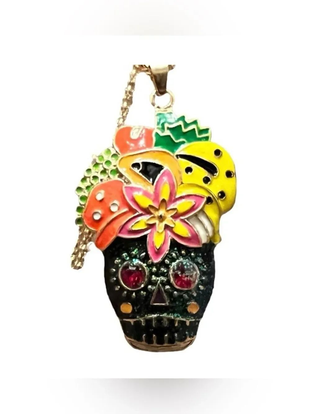 🧡 Betsey Johnson sugar skull with colorful details & sparkling eyes 🧡